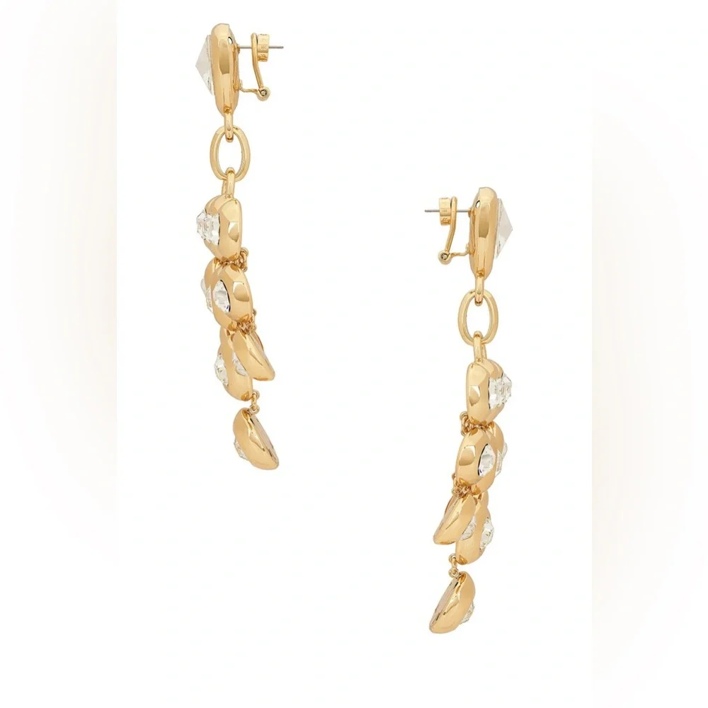 AREA Gold Crystal Chandelier Earrings - Picture 3 of 11